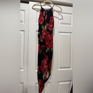 Floral Black and Red Dress
